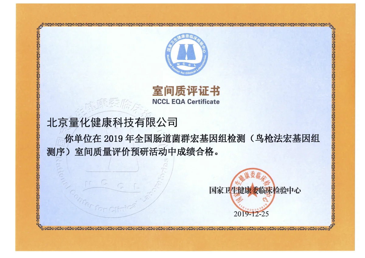 国家卫生健康委临床检验中心（NCCL）室间质评证书